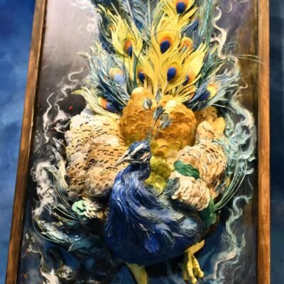 The Dough-Sculpture Peacock – Handcrafted Traditional Chinese Flour Art, “Feathers of Eternity”