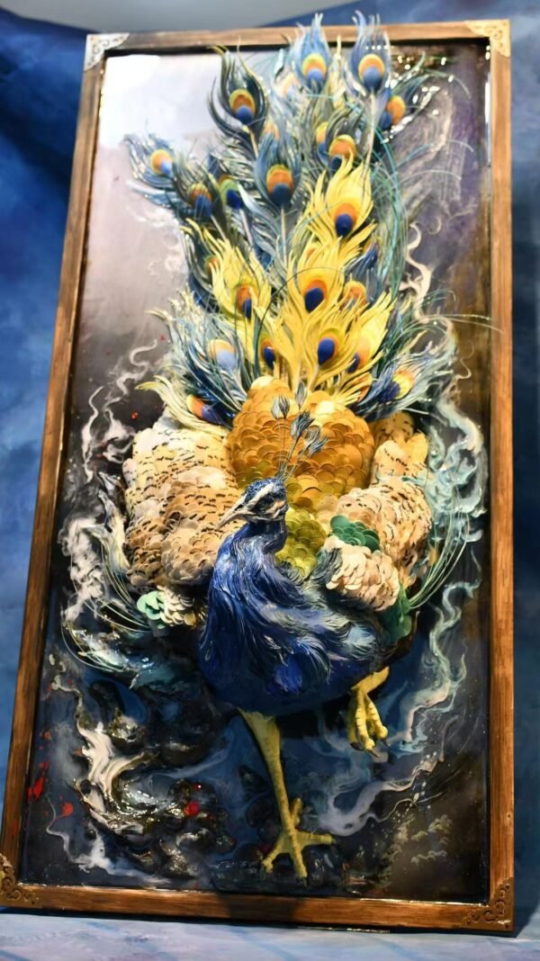 The Dough-Sculpture Peacock – Handcrafted Traditional Chinese Flour Art, “Feathers of Eternity”