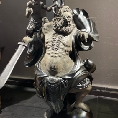 Zhong Kui – Handcrafted Solid Wood Sculpture, “The Demon Queller,” Black Myth: Zhong Kui