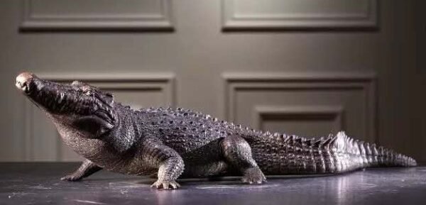 The Bronze Crocodile – Handcrafted Solid Brass Sculpture, “The Silent Hunter,” Museum-Quality Casting, Desk & Study Accent