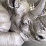 The Resting Rhino – Handcrafted Monumental Solid Brass Sculpture, “The Earth’s Armor,” Life-Size Museum-Quality Wildlife Art