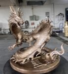 The Dragon on the Coin – Handcrafted Solid Brass Sculpture, “Guardian of Fortune,” Auspicious Chinese Dragon, Symbol of Wealth & Protection