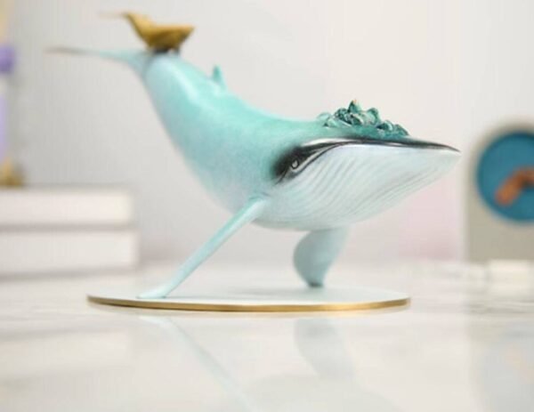 Mother and Calf Blue Whales – Handcrafted Solid Brass Sculpture, “Ocean’s Embrace,” Nordic-Inspired Home Decor, Symbol of Family & Freedom