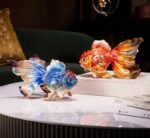 Abundance Every Year – Handcrafted Enamel Goldfish Sculpture, “Wealth & Happiness,” Zinc Alloy with Multicolor Enamel, Light Luxury Gift Box