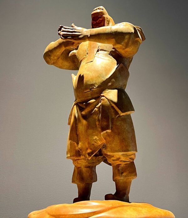 Guan Yu – The Warrior’s Bow, Handcrafted Solid Bronze Sculpture, “When the Sword Is Sheathed”