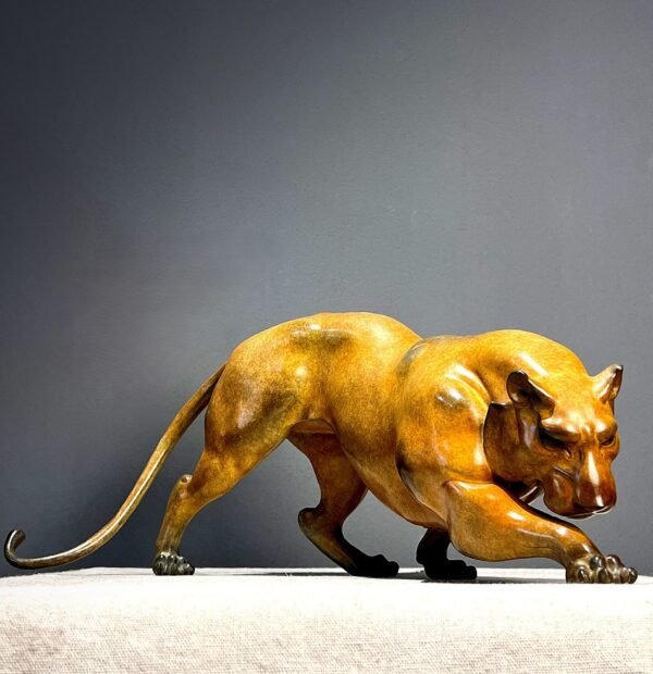 The Tiger – Poised to Strike, Handcrafted Solid Brass Sculpture