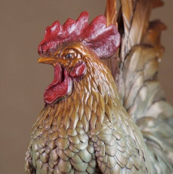 “Great Fortune, Great Rooster” – Handcrafted Solid Brass Sculpture, “The Five Virtues,” Auspicious Symbol of Prosperity & Integrity, Museum-Quality Casting