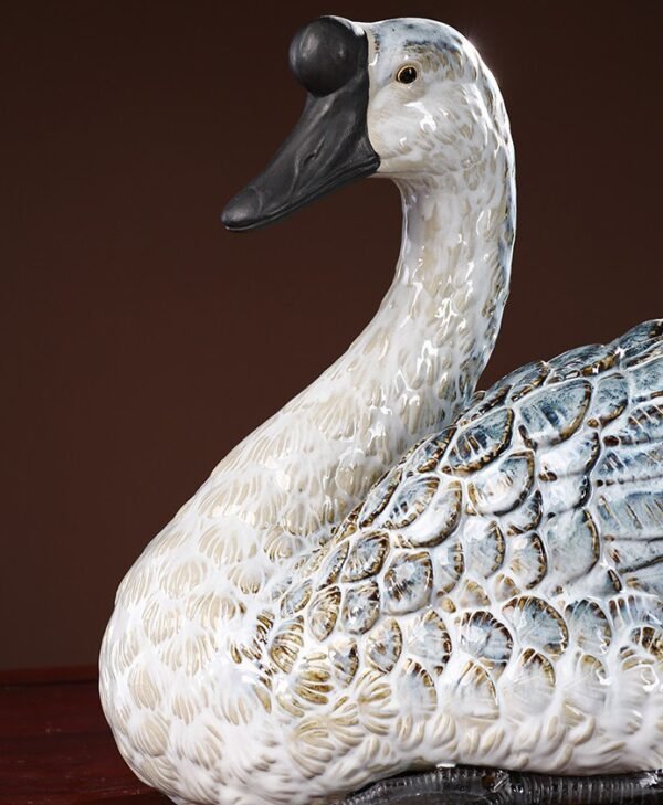 The Fortunate Geese – Handcrafted Shiwan Ceramic Sculpture, “Noble Companions,” National Intangible Cultural Heritage