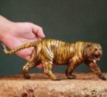 The Golden Tiger – Handcrafted Solid Brass Sculpture, “Walking with Majesty,”