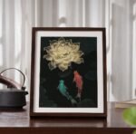 “Auspicious Koi (Desktop)” – Handcrafted Solid Brass Chisel-Painted Tabletop Art