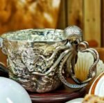 Octopus Handle Silver Cup – Handcrafted Solid Sterling Silver Vessel, “Wealth from All Directions,” Masterful Artisan Design for Tea or Coffee