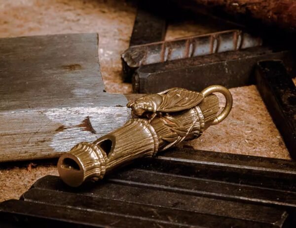 The Golden Cicada Whistle – Handcrafted Solid Brass Survival Whistle & Keychain
