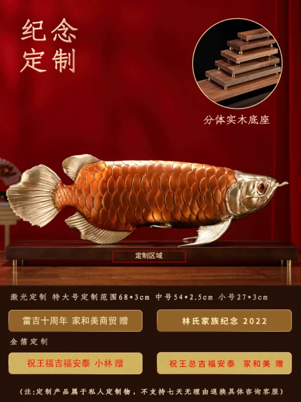 The Golden Arowana Statue – Solid Brass Feng Shui Wealth Ornament, Auspicious Home & Office Decor