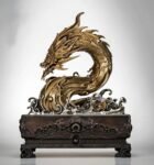 The Dragon of the Roaring Sea – Handcrafted Solid Bronze Incense Burner, “The Dragon Rises from the Deep”