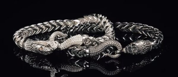 The Ouroboros Serpent Bracelet – Handcrafted 925 Sterling Silver & 18K Gold Infinity Cuff