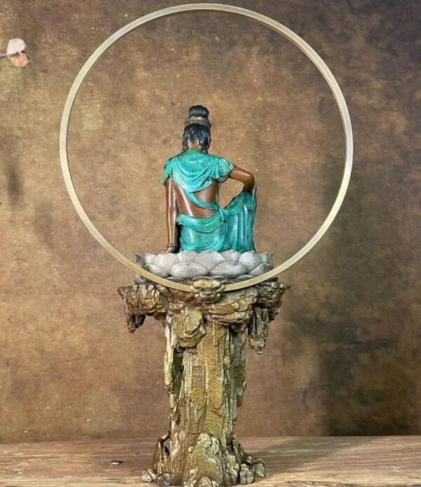 Guanyin – The Bodhisattva of Compassion, Handcrafted Solid Brass Sculpture, “The One Who Sees Freely”