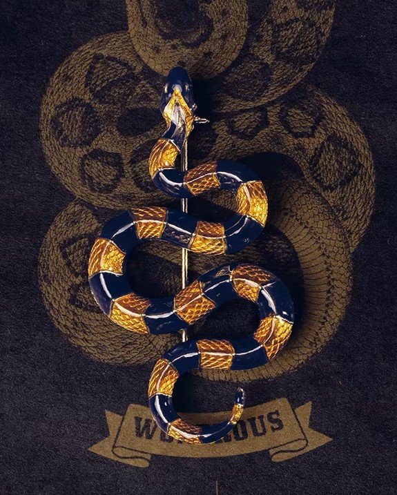 The Banded Krait Brooch – Handcrafted Brass & Resin Serpent Pin