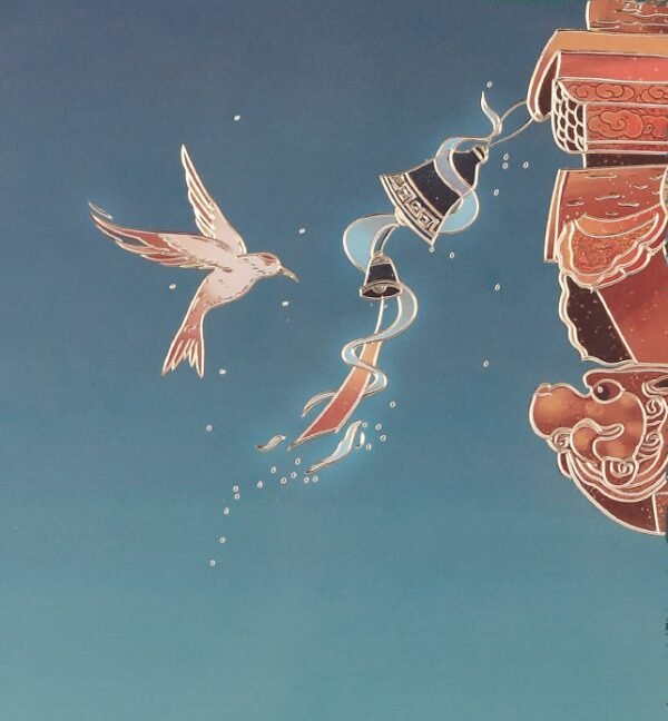 “Auspicious Birds” – Handcrafted Solid Brass Chisel-Painted Wall Art, Traditional Chinese Architectural Motif