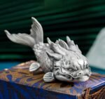 The Dragon-Fish - Handcrafted Solid Sterling Silver Sculpture, “From Carp to Dragon,” Auspicious Symbol of Transformation & Success