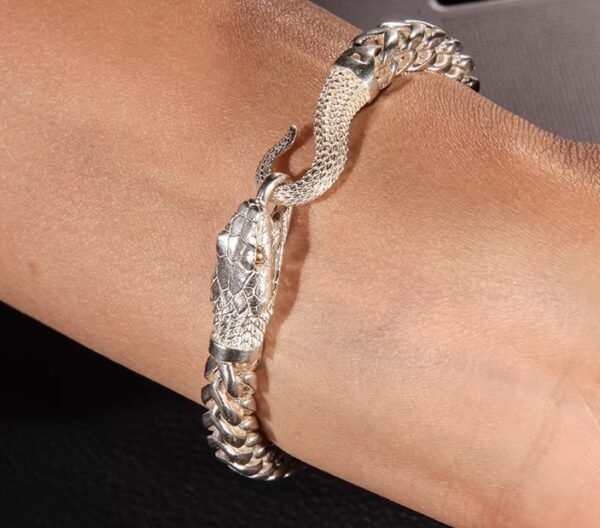 The Ouroboros Serpent Bracelet – Handcrafted 925 Sterling Silver & 18K Gold Infinity Cuff
