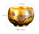 Ink Dragon Gold Cup – Handcrafted Jianzhan Tea Cup, Gilded Interior & Black Dragon Motif, Song Dynasty Kiln Heritage