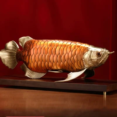 The Golden Arowana Statue – Solid Brass Feng Shui Wealth Ornament, Auspicious Home & Office Decor