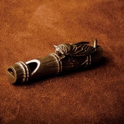 The Golden Cicada Whistle – Handcrafted Solid Brass Survival Whistle & Keychain