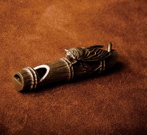 The Golden Cicada Whistle – Handcrafted Solid Brass Survival Whistle & Keychain