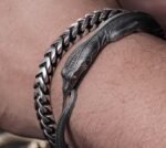 The Komodo Dragon Bangle – Handcrafted 925 Sterling Silver & 18K Gold Articulated Cuff