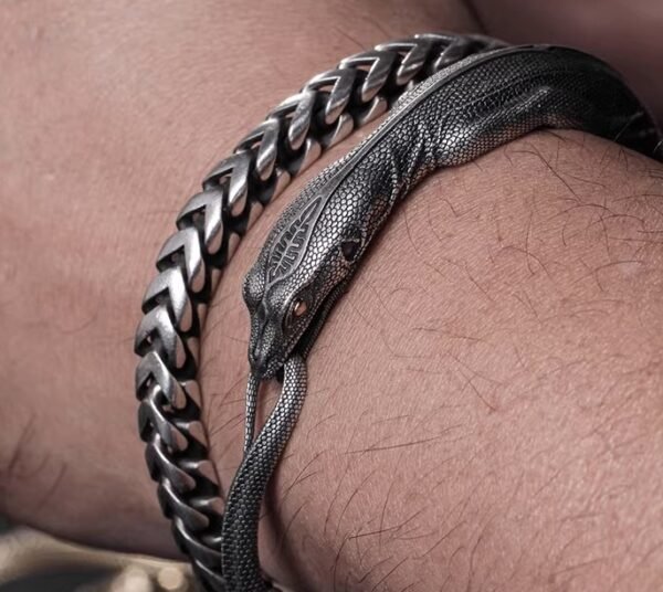 The Komodo Dragon Bangle – Handcrafted 925 Sterling Silver & 18K Gold Articulated Cuff