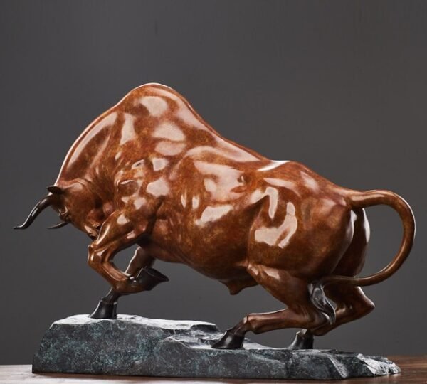 “The Immovable” – Handcrafted Solid Silicon Bronze Bull Sculpture