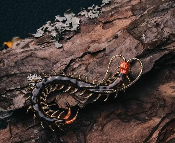 The Centipede Brooch – Handcrafted Brass & Resin Sculptural Pin