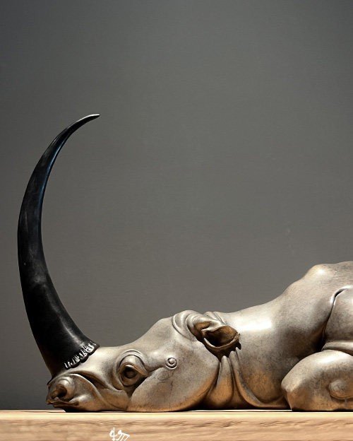 The Rhino – Handcrafted Solid Bronze Sculpture, “The Silent Hero”