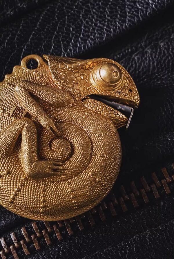 The Chameleon Tape Measure – Handcrafted Solid Brass Pocket Ruler, 2m / 6ft, Keychain Companion