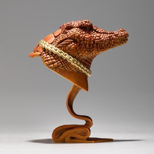The Financial Crocodile – Handcrafted Solid Brass Sculpture, “The Power Suit Predator,” Whimsical Wall Street Icon, Desk-Side Statement Piece