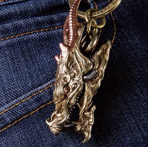 The Dragon Head Keychain – Handcrafted Solid Brass Clip