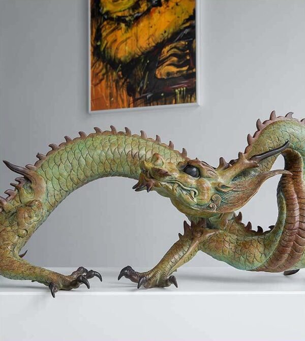The Divine Dragon – Handcrafted Solid Brass Sculpture, “The Auspicious Guardian,” Symbol of Prosperity & Achievement