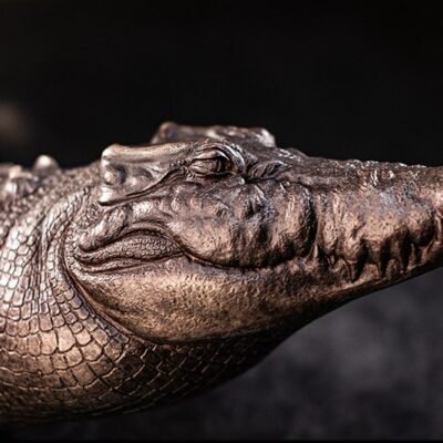 The Bronze Crocodile – Handcrafted Solid Brass Sculpture, “The Silent Hunter,” Museum-Quality Casting, Desk & Study Accent