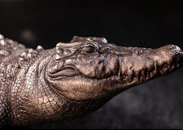 The Bronze Crocodile – Handcrafted Solid Brass Sculpture, “The Silent Hunter,” Museum-Quality Casting, Desk & Study Accent