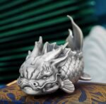 The Dragon-Fish - Handcrafted Solid Sterling Silver Sculpture, “From Carp to Dragon,” Auspicious Symbol of Transformation & Success