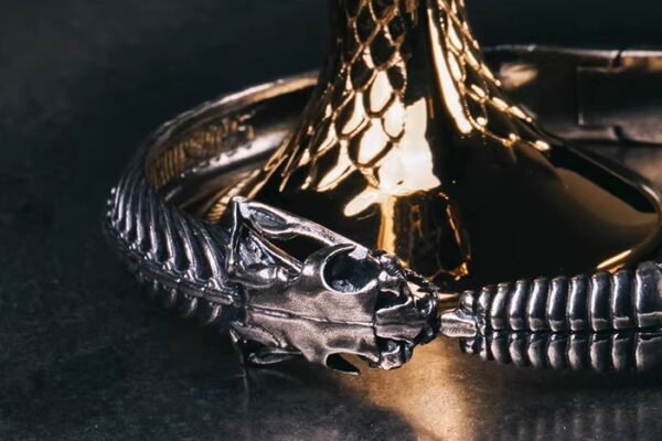 The Serpent Bone Bangle – Handcrafted 925 Sterling Silver Articulated Cuff