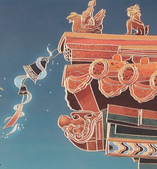 “Auspicious Birds” – Handcrafted Solid Brass Chisel-Painted Wall Art, Traditional Chinese Architectural Motif