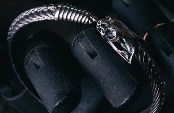 The Serpent Bone Bangle – Handcrafted 925 Sterling Silver Articulated Cuff
