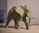 The African Elephant – Handcrafted Solid Brass Walking Sculpture, “The Gentle Giant”
