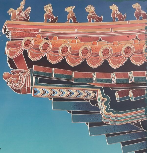 “Auspicious Birds” – Handcrafted Solid Brass Chisel-Painted Wall Art, Traditional Chinese Architectural Motif