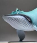 Mother and Calf Blue Whales – Handcrafted Solid Brass Sculpture, “Ocean’s Embrace,” Nordic-Inspired Home Decor, Symbol of Family & Freedom