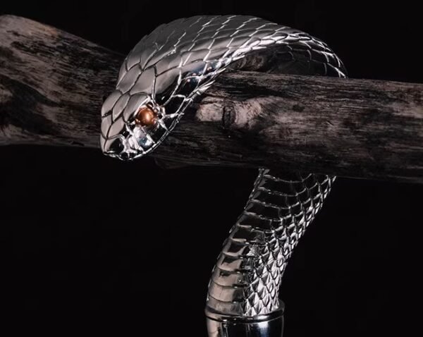 "The Silent King" – Handcrafted Snake Head Walking Cane Umbrella
