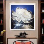 “Luminous Water Lilies” – Handcrafted Solid Brass Chisel-Painted Artwork