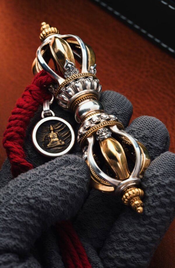 The Terma Nine-Prong Vajra – Handcrafted Solid Bronze & Sterling Silver Buddhist Ritual Tool