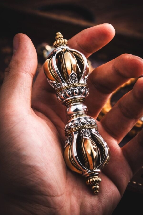 The Terma Nine-Prong Vajra – Handcrafted Solid Bronze & Sterling Silver Buddhist Ritual Tool